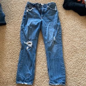 Abercrombie & Fitch High-Rise Distressed Blue Jeans